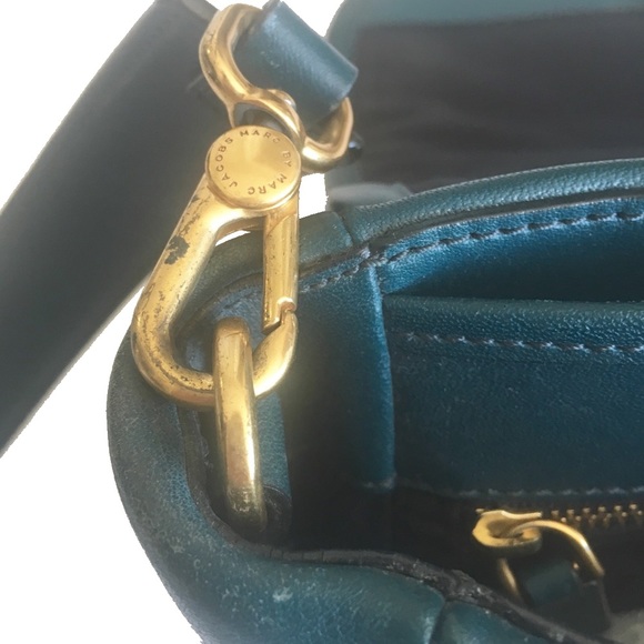 Marc By Marc Jacobs MBMJ ☾ Large Luna ☾ Messenger Crossbody Bag ☾ Blue Leather - Picture 11 of 16